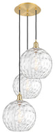 Athens Multi-Pendant, Satin Gold, Clear Water Glass