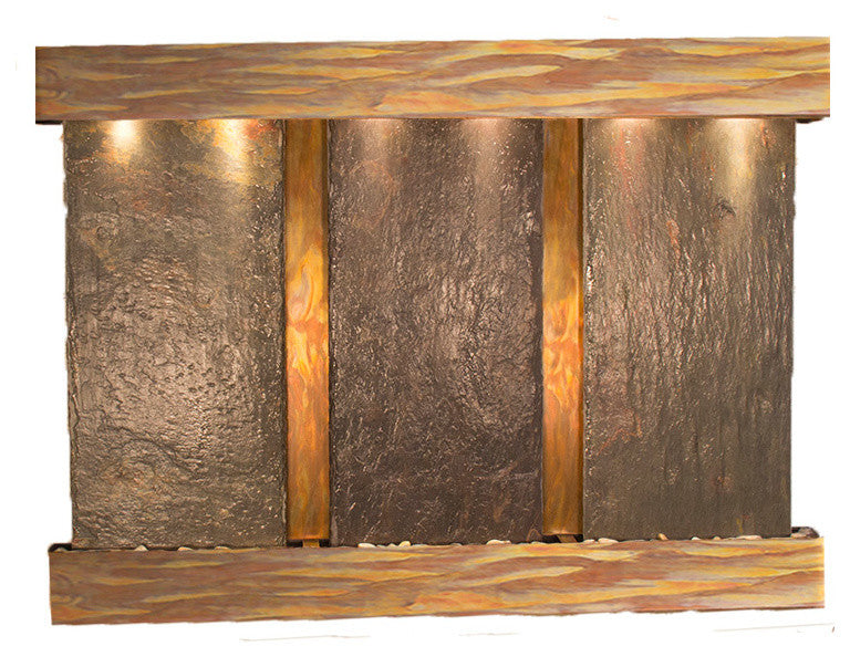 Olympus Falls Water Fountain, Multi-Color Slate, Rustic Copper, Square