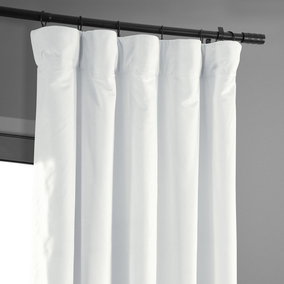 Signature Blackout Velvet Curtain Single Panel, Primary White, 50wx84l