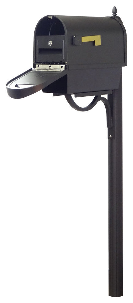 Classic Mailbox With Newspaper Tube, Locking Insert & Richland Mailbox Post