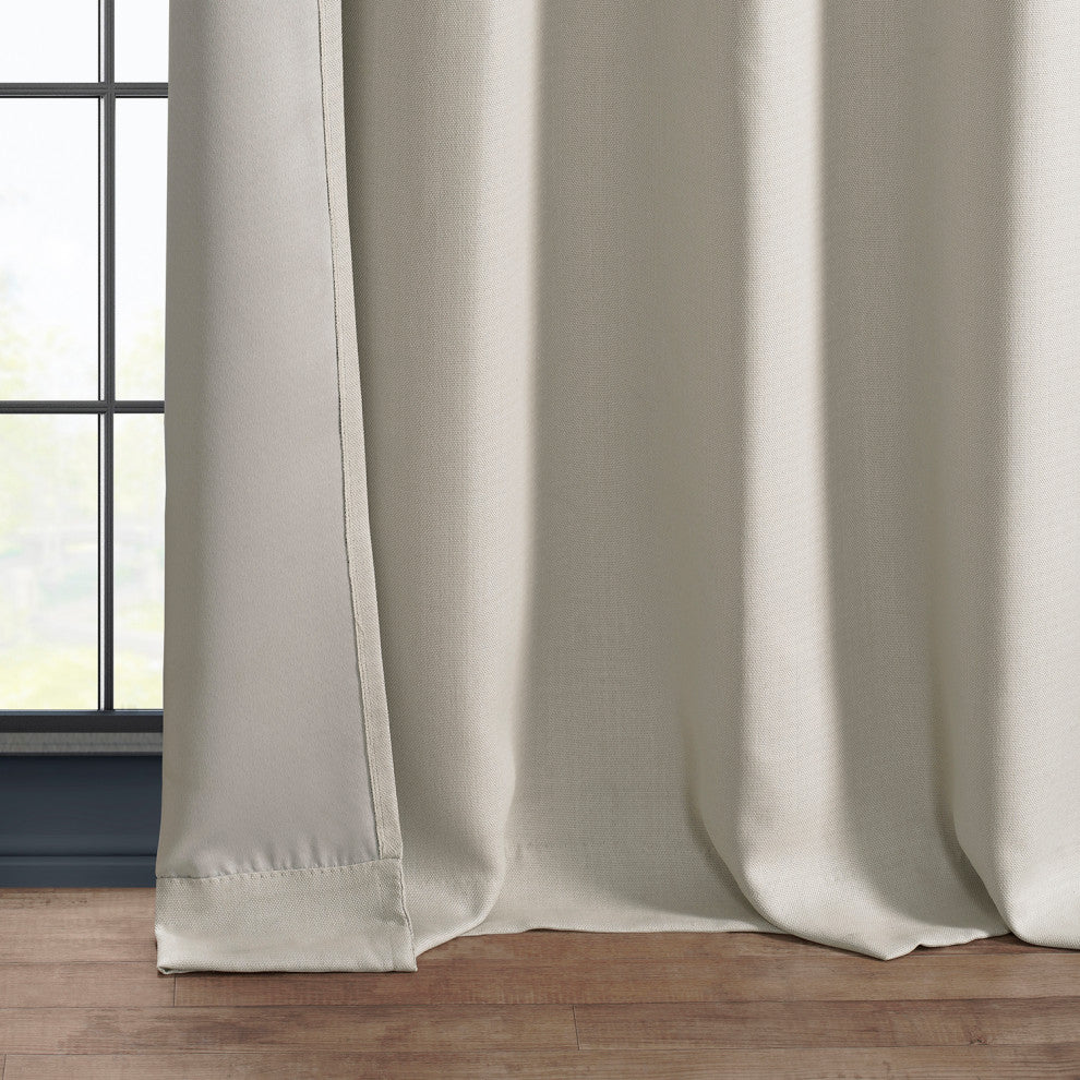 Faux Linen Grommet Room Darkening Curtain Single Panel, Birch, 50"x84"