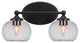 Capri 2-Light Bath Bar, Matte Black/Clear Bubble