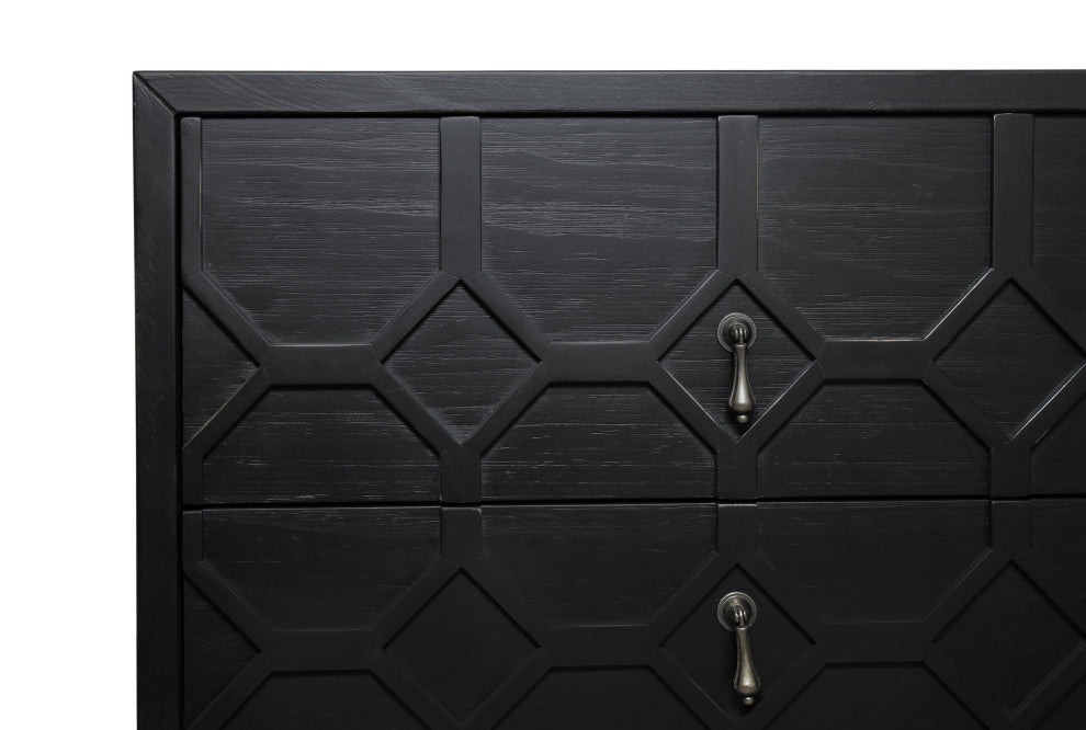 Samara 2-Drawer Recycled Pine Wood Nightstand, Dark Grey