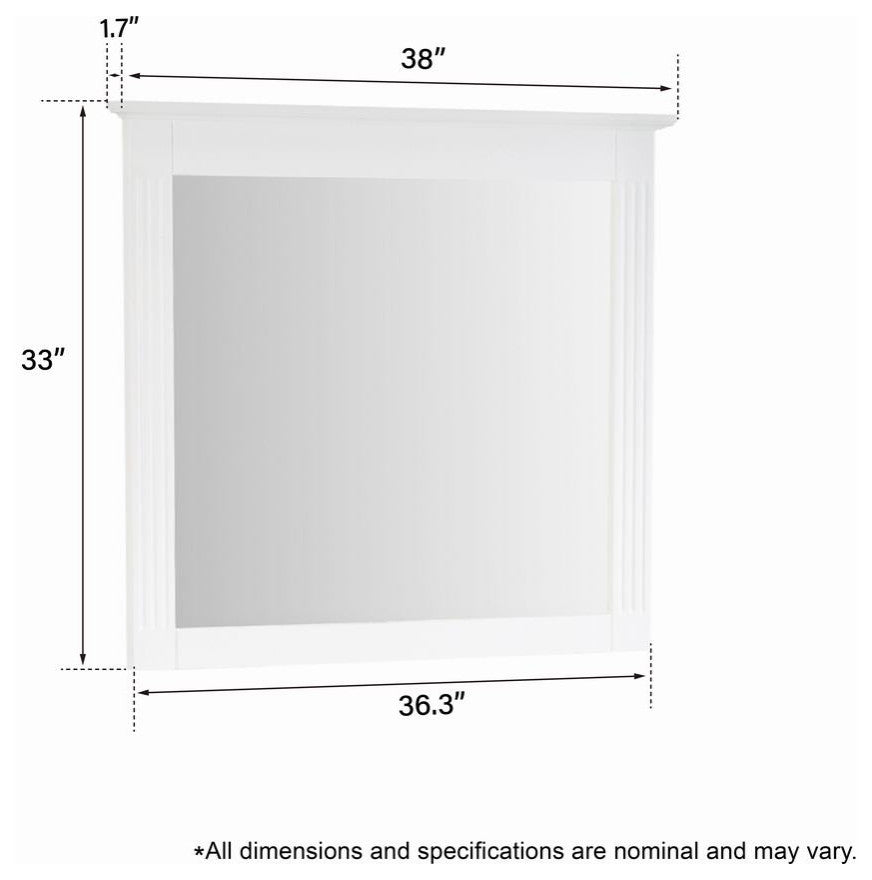 Solid Wood Bathroom Vanity Mirror for Wall Mounted, White, 38x33