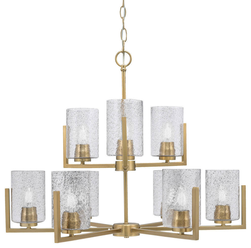 Atlas 9-Light Chandelier, New Age Brass/Smoke Bubble