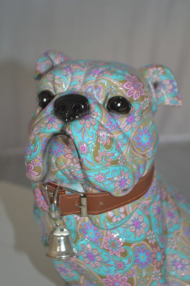 Modern Pastel Bulldog made of Resin -  Size: 9"L x 8"W x 12"H.