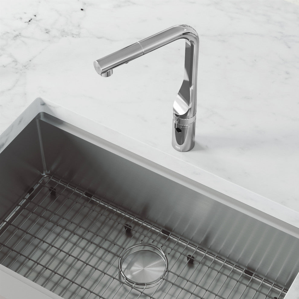 VIGO Jewel 15" H Touchless Pull-Out Sprayer Kitchen Faucet, Chrome