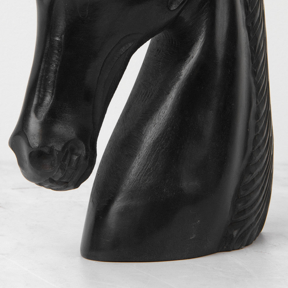 Black Soapstone Carved Horse