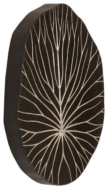 Rivulet Wall Tile, Chamcha Wood, Silver Leaf on Black