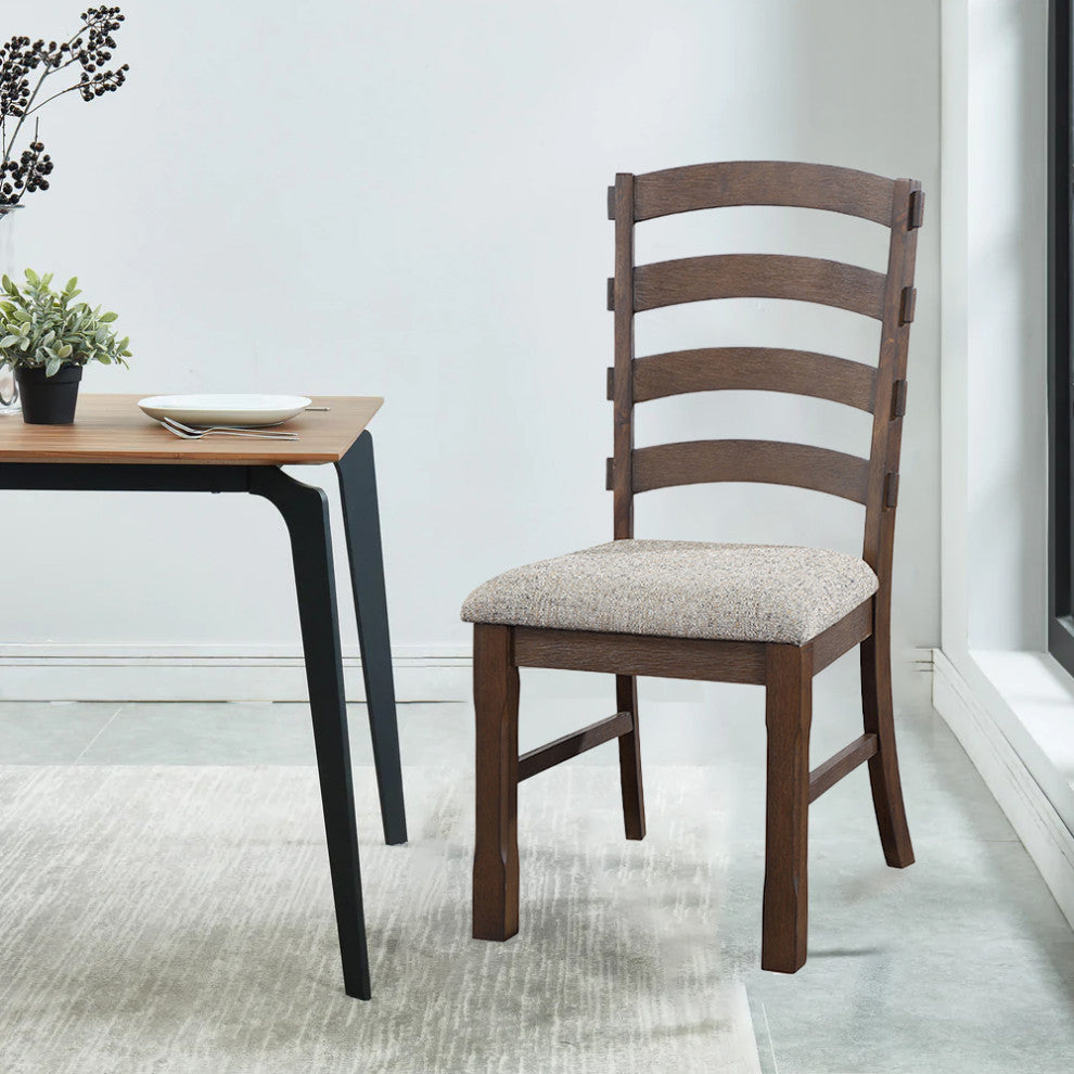 ACME Pascaline Side Chair, Set of 2, Gray Fabric, Rustic Brown and Oak Finish