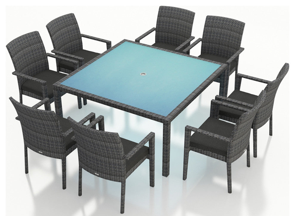 District 9 Piece Arm Square Dining Set, Canvas Charcoal
