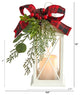 12" Holiday White Lantern W/ Berries, Pine & Bow Faux Arrangement W/LED Candle