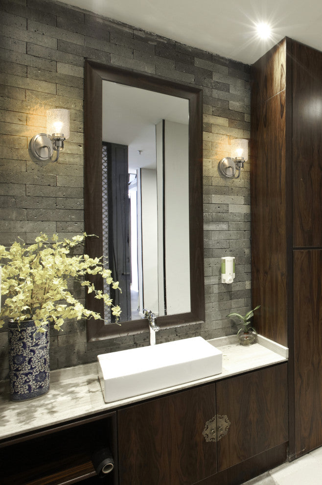 Zlite 340-1S-BN 1-Light Wall Sconce, Clear Seeded