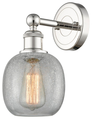 Edison Belfast 1-Light 6" Sconce, Polished Nickel, Clear Crackle