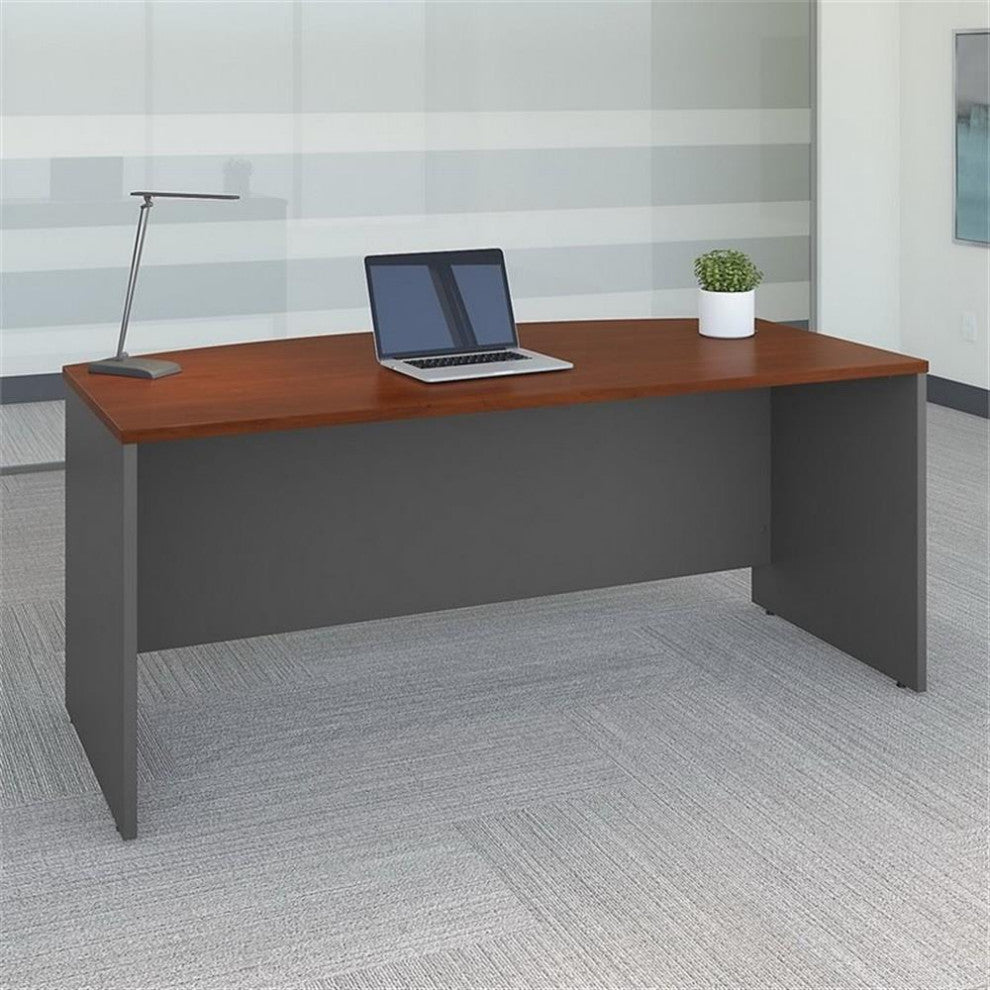 Series C 72W x 36D Bow Front Office Desk in Hansen Cherry - Engineered Wood