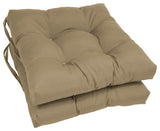 16" Solid Twill Square Tufted Chair Cushions, Set of 2, Toffee