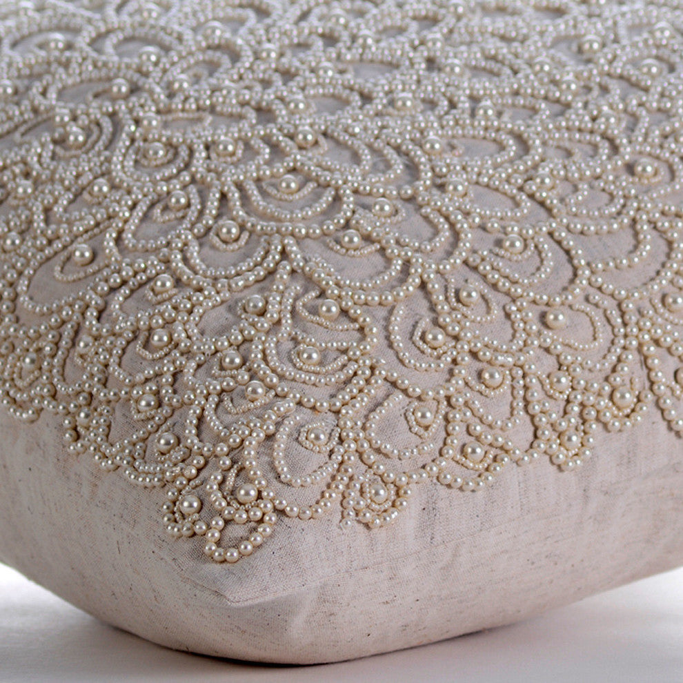 Ivory Decorative Pillow Shams 24"x24" Cotton, Pearl Haven