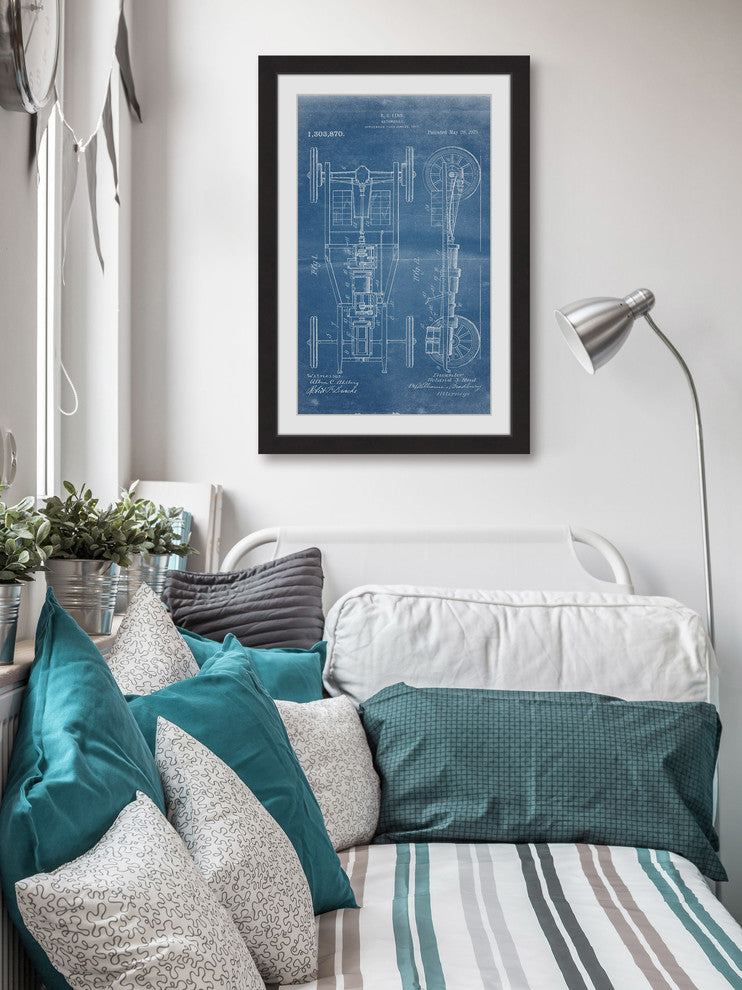 "Automobile 1919 Blueprint" Framed Painting Print