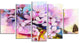 Japanese Cherry Blossoms Watercolor, Floral Canvas Art Print, 60"x32", 5 Panels
