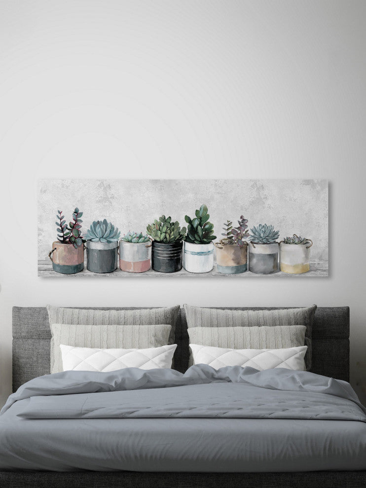 "Wild Succulents, Pots" Painting Print on Wrapped Canvas