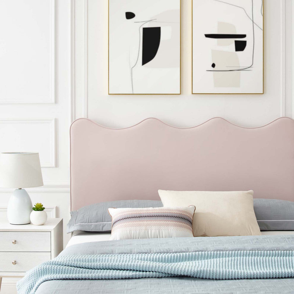 Platform Bed Frame, Queen Size, Pink, Velvet, Modern, Bedroom Guest Suite