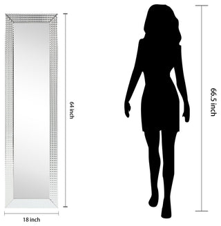 Bling Beveled Cheval Mirror, Full-Length Mirror, Floor Mirror, 64"x18"
