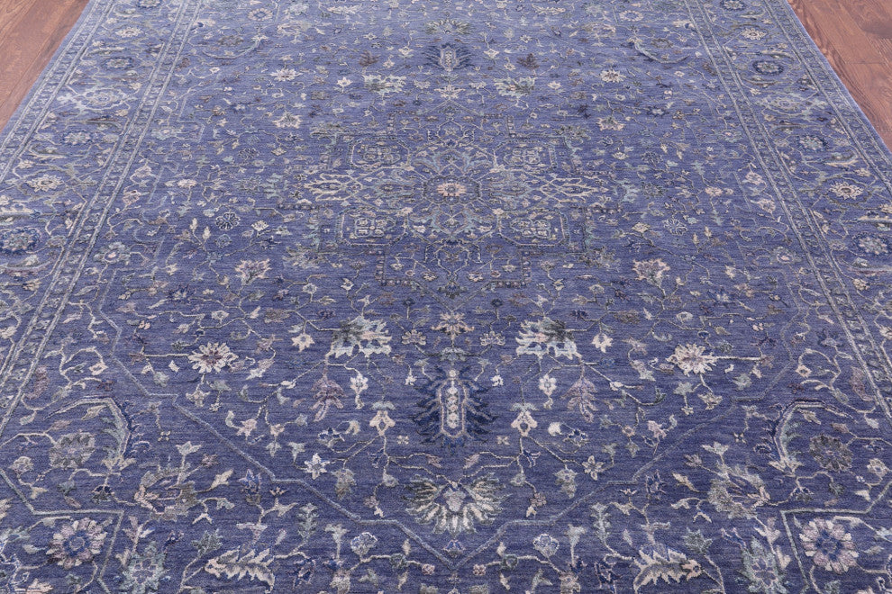 8' 0" X 10' 1" Persian Heriz Serapi Hand Knotted Wool & Silk Rug - Q15538