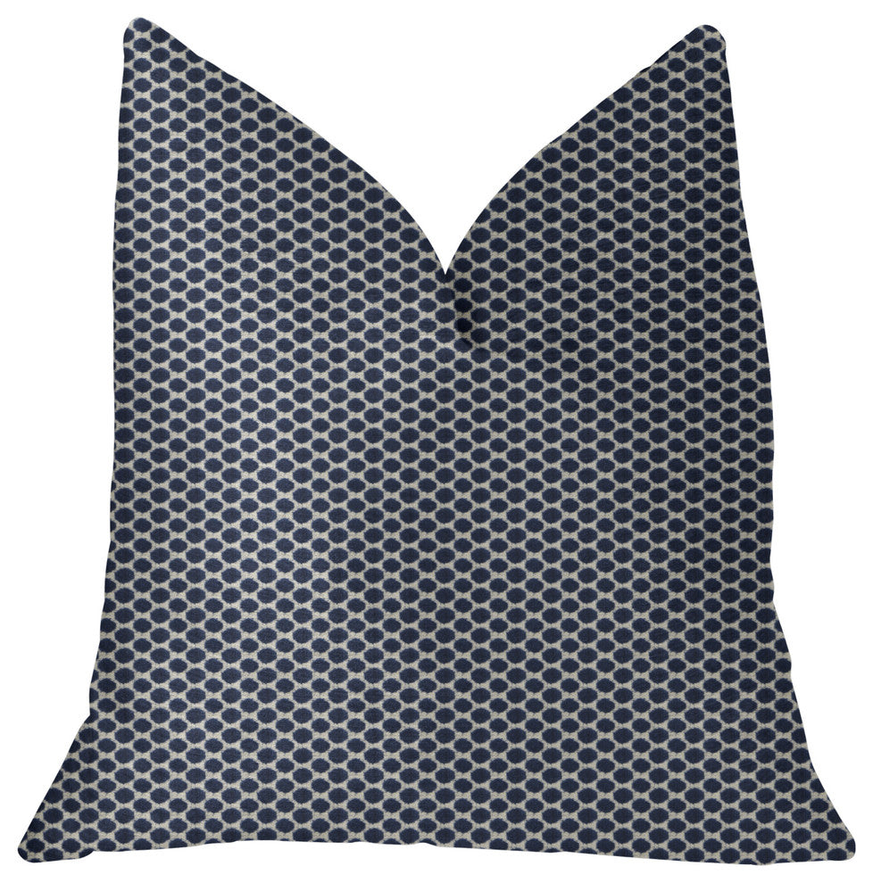 Blackwell Blue and Beige Luxury Throw Pillow, 16"x16"