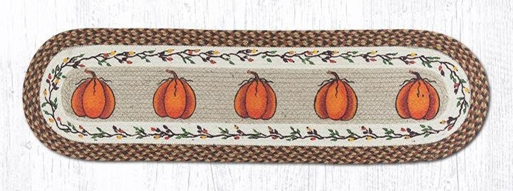 Earth Rugs OP-222 Harvest Pumpkin Oval Patch Runner 13" x 48"