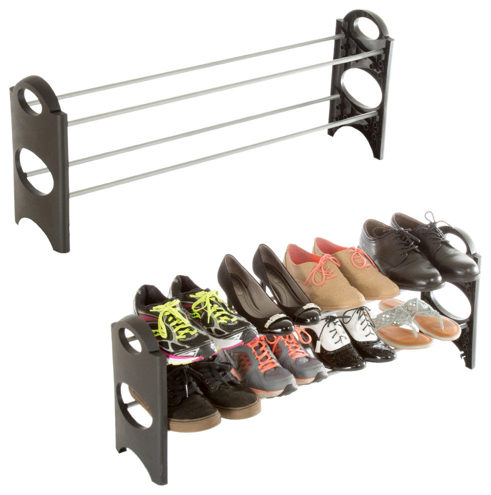 Stackable Shoe Rack 4-Tier Freestanding Organizer for Closets or Entryway