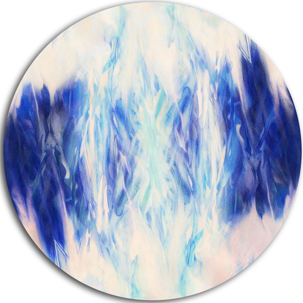 Blue Collage With Spots, Abstract Round Wall Art, 11"