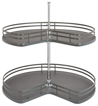 Solid Surface 2-Shelf Kidney Lazy Susan for Corner Base Cabinet, Orion Gray