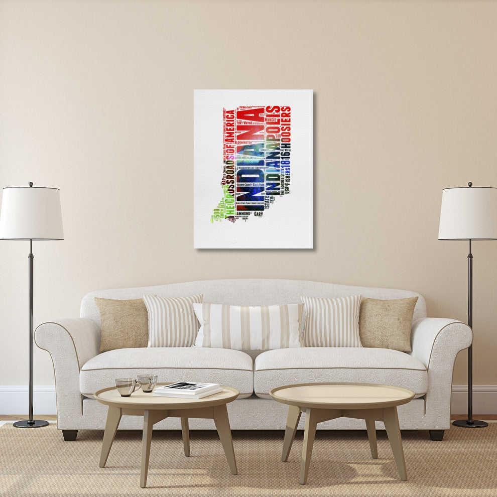 "Indiana Watercolor Word Cloud" Fine Art Print