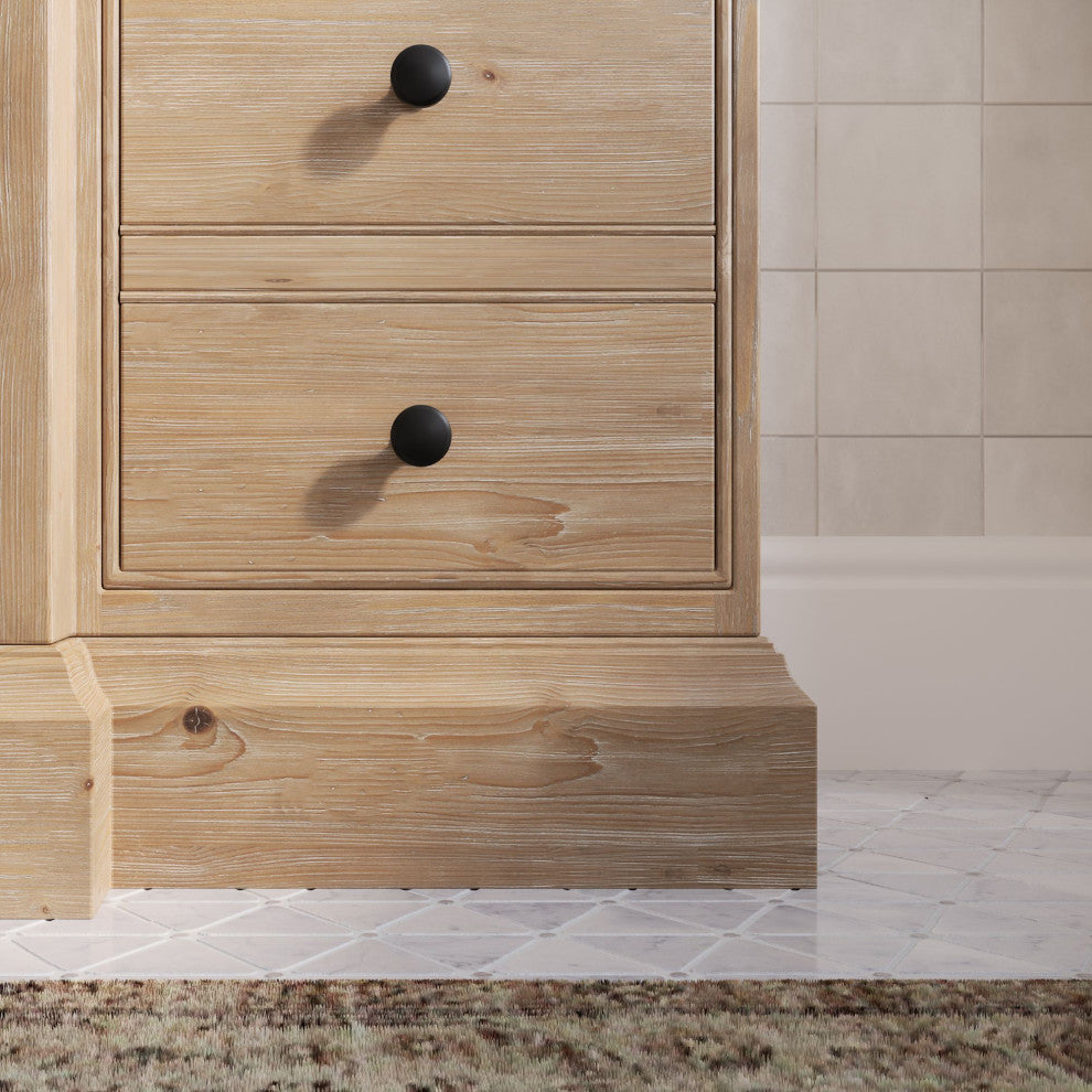 Fermo Bath Vanity, Weathered Fir, 60", Marble Top, Single Sink, Freestanding