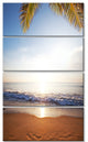 Deserted Beach with Palm Leaves, Large Seashore Canvas Print, 28"x48", 4 Panels