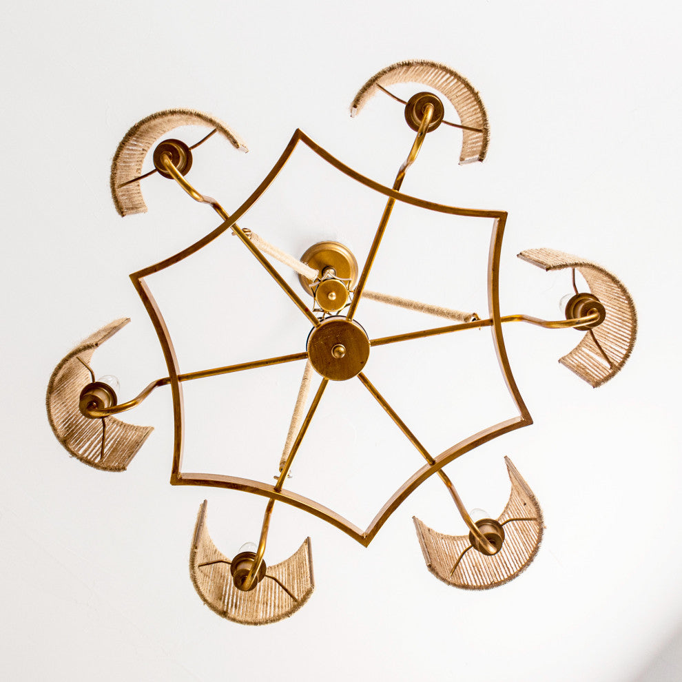 28.74 in. 6-Light Farmhouse Chandelier with Rope Sole shade