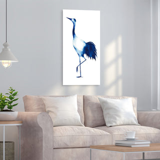 "Ink Drop Crane 2" Wall Art on Frameless Free Floating Tempered Glass Panel