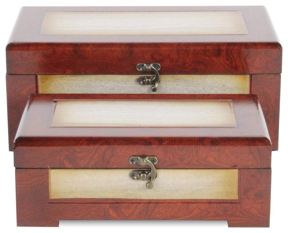 Marbled Wooden Treasure Boxes, Set of 2