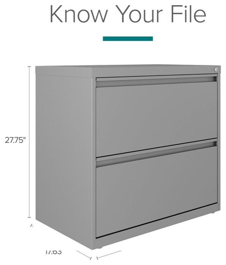 Hirsh 30 inch W 2 Drawer Metal Lateral 101 File Cabinet Arctic Silver