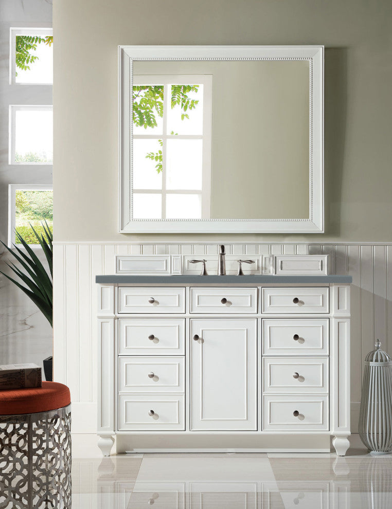 James Martin 157-V48-BW-3CBL Bristol 48" Single Vanity Bright White Quartz Top