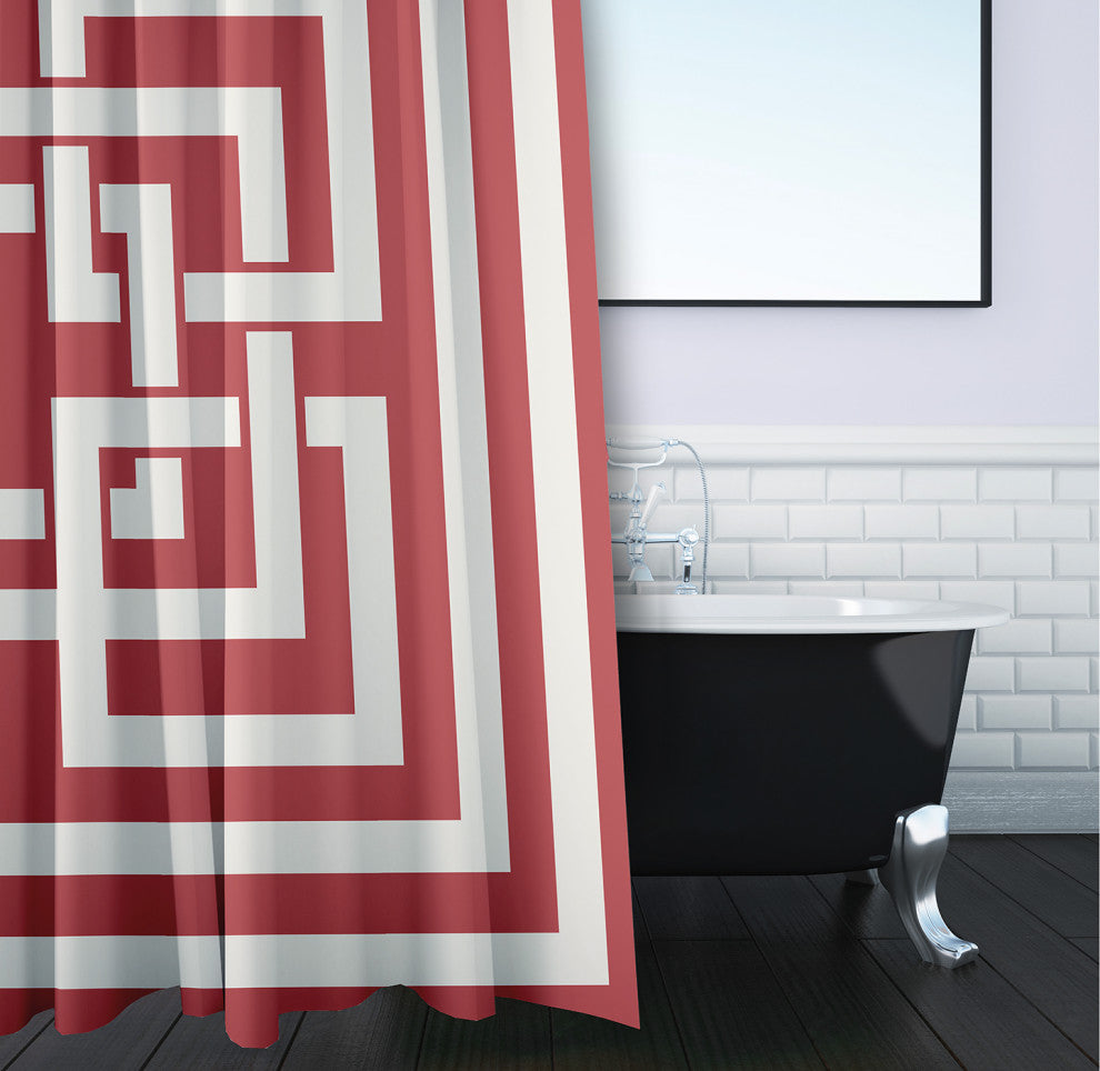 Greek New Key Ligonberry Red 70" w x 73" h Shower Curtain