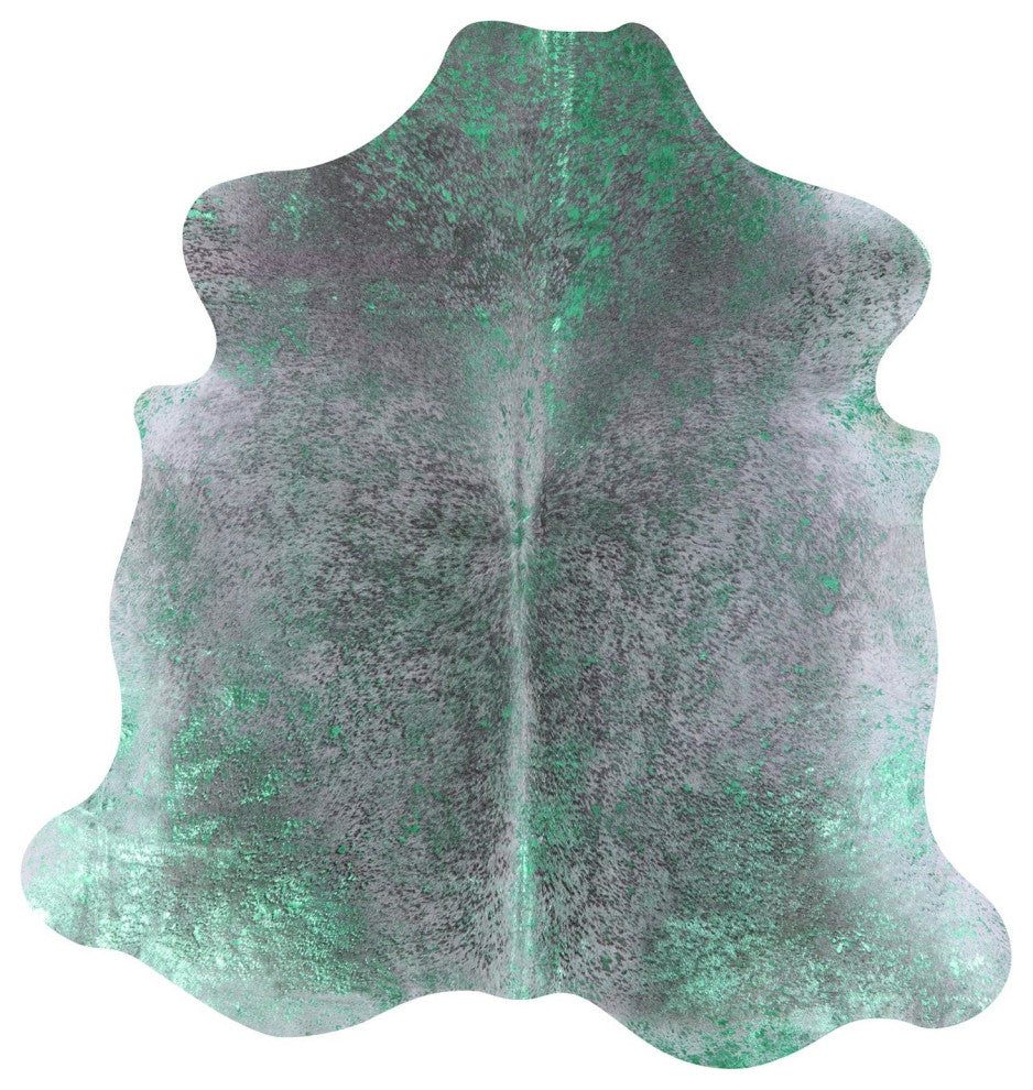 Green Metallic Cowhide Rug 6' 9" X 6' 8" C2166
