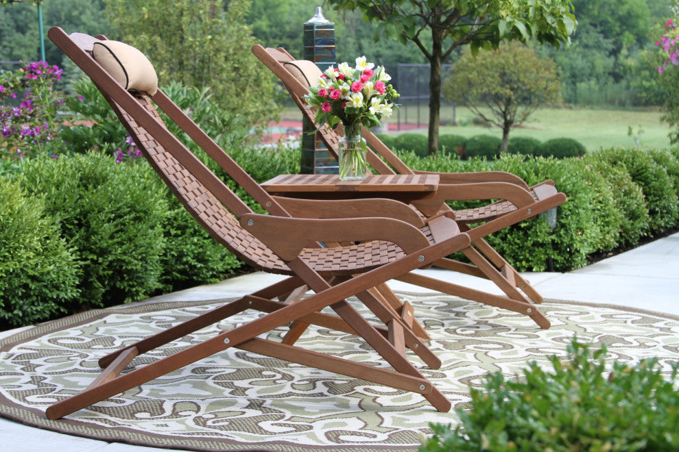 3-Piece Eucalyptus Folding Swing Lounger Set