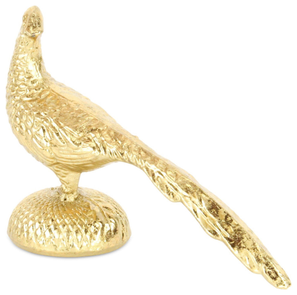 Lirondelle Golden Cast Iron Peacock Figurine