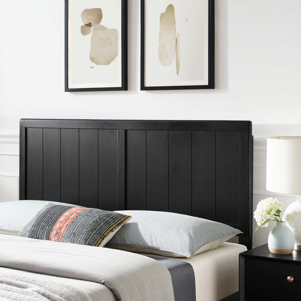 Headboard, King Size, Wood, Black, Modern Mid-Century, Bedroom Master Suite