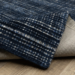 Cayden Textural Stripe Wool Blend Navy/ Blue Hand-tufted Rug 8' x 10'