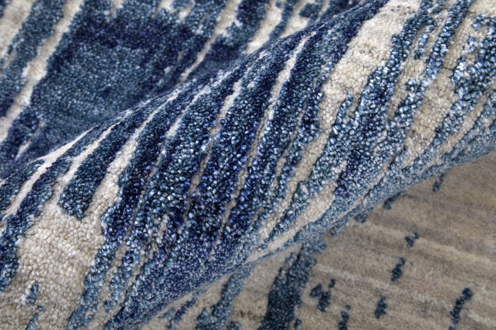 Kinton Modern Abstract, Blue/Ivory, 9'x12' Area Rug