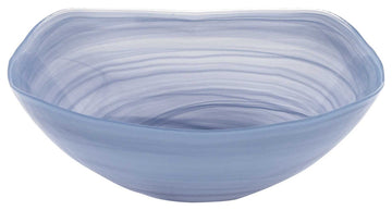 10" Hand Crafted Sky Blue Glass Squarish Salad or Serving Bowl