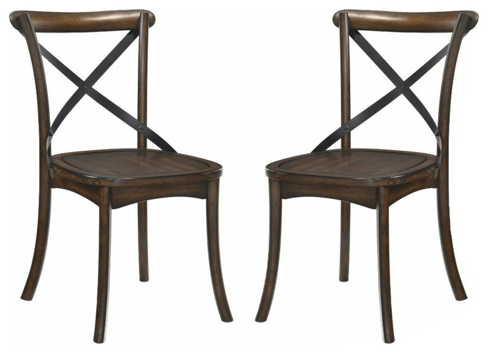Set of 2 Wood Side Chair, Dark Oak/Black