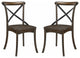 Set of 2 Wood Side Chair, Dark Oak/Black